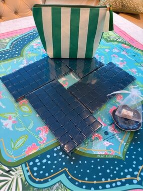 Navy Teal American Mahjong Tile Set with Dice Dish, Fancy Dice & Tile Bag 💙🀄️